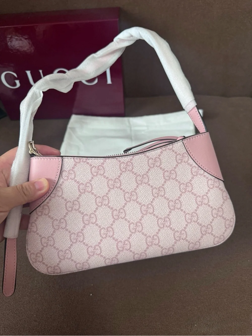 New! Gucci Light Pink Monogram Shoulder Bag